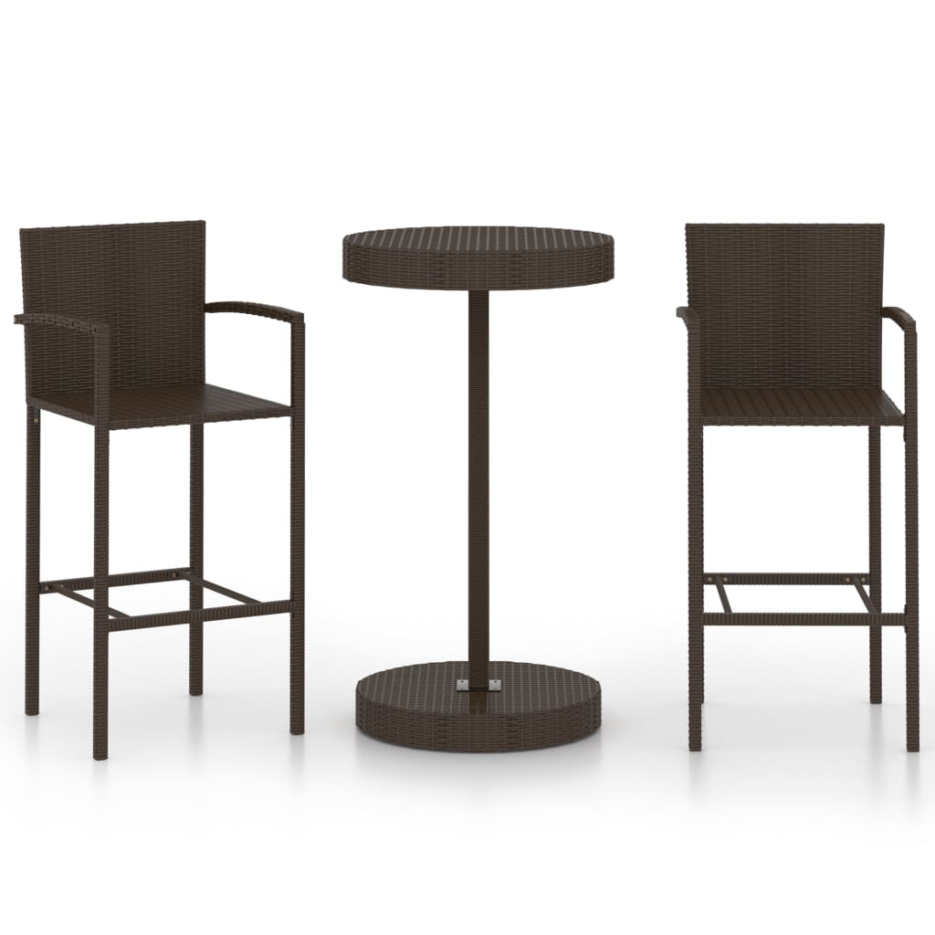 3 Piece Garden Bar Set Poly Rattan Brown- Outdoor Furniture Sets - HomeShopIreland - Home Shop Ireland - Outdoor Furniture Sets - 3 Piece Garden Bar Set Poly Rattan Brown
