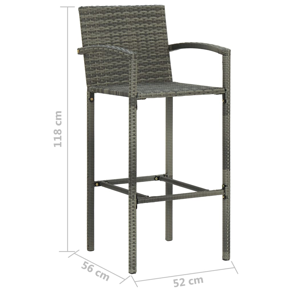 5 Piece Garden Bar Poly Rattan Grey- Outdoor Furniture Sets - HomeShopIreland - Home Shop Ireland - Outdoor Furniture Sets - 5 Piece Garden Bar Poly Rattan Grey
