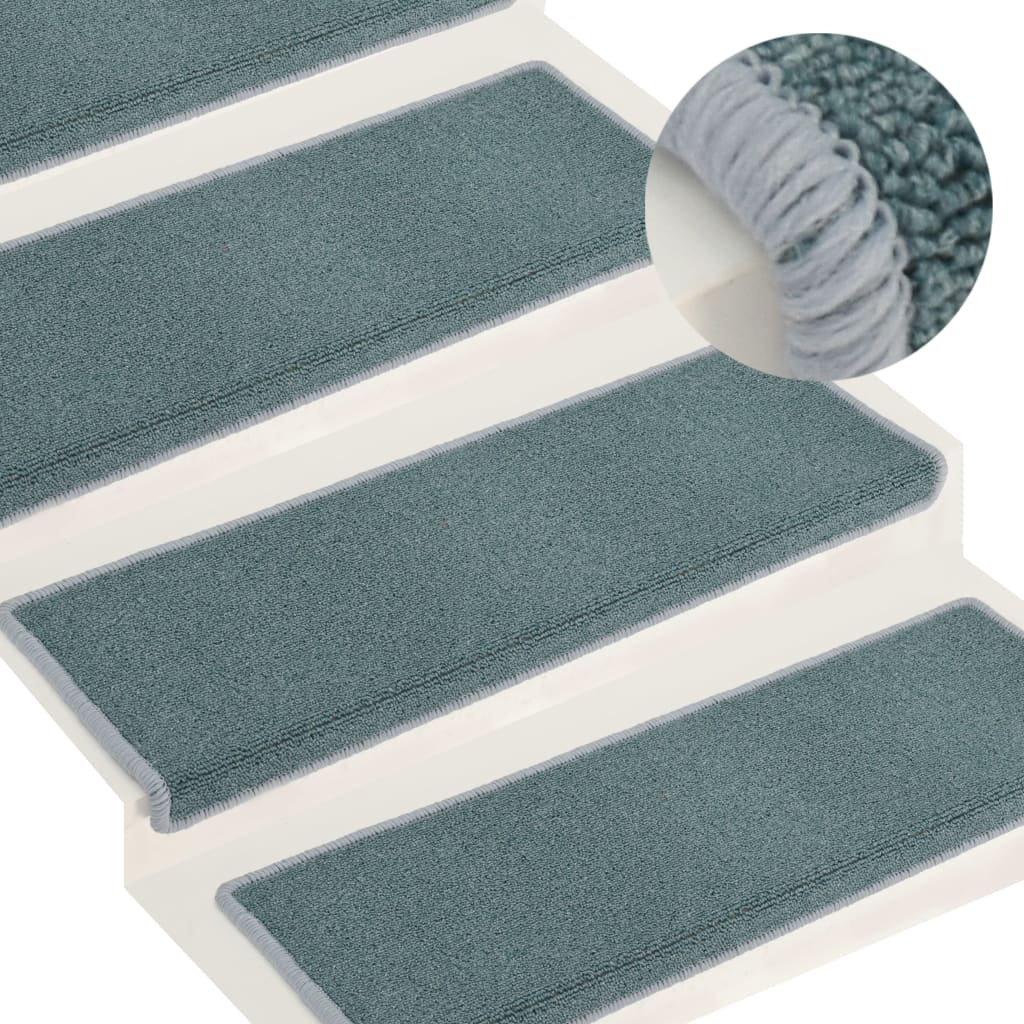 Carpet Stair Treads 15 pcs 65x25 cm Blue- Stair Treads - HomeShopIreland - Home Shop Ireland - Stair Treads - Carpet Stair Treads 15 pcs 65x25 cm Blue