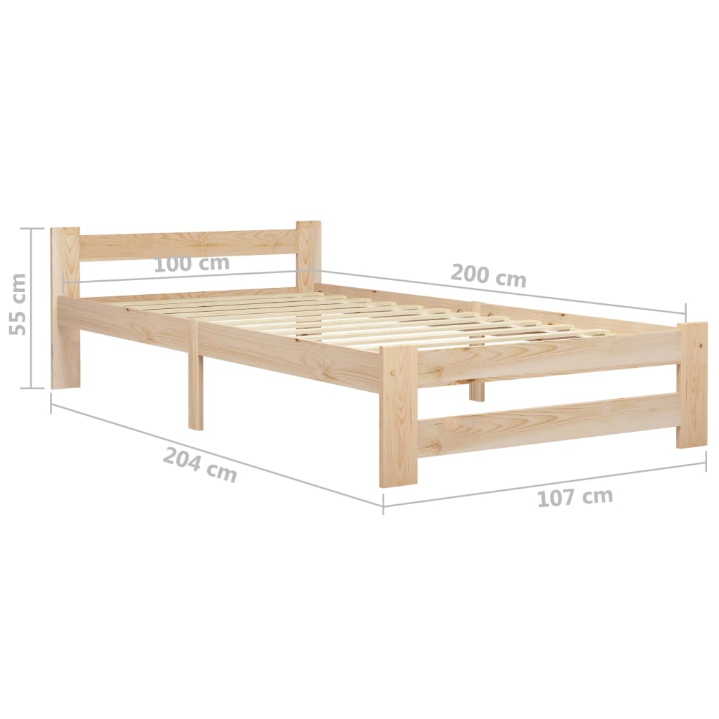 Bed Frame Solid Pine Wood 100x200 cm- Beds & Bed Frames - HomeShopIreland - Home Shop Ireland - Beds & Bed Frames - Bed Frame Solid Pine Wood 100x200 cm