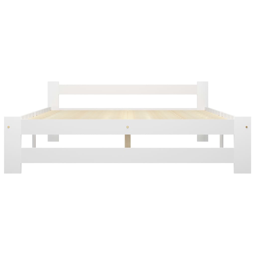 Bed Frame White Solid Pine Wood 140x200 cm- Beds & Bed Frames - HomeShopIreland - Home Shop Ireland - Beds & Bed Frames - Bed Frame White Solid Pine Wood 140x200 cm