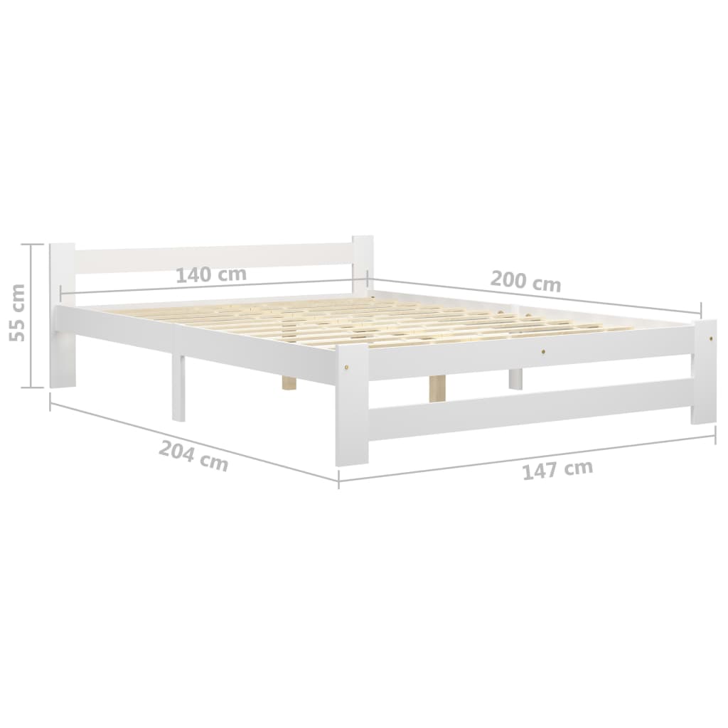 Bed Frame White Solid Pine Wood 140x200 cm- Beds & Bed Frames - HomeShopIreland - Home Shop Ireland - Beds & Bed Frames - Bed Frame White Solid Pine Wood 140x200 cm
