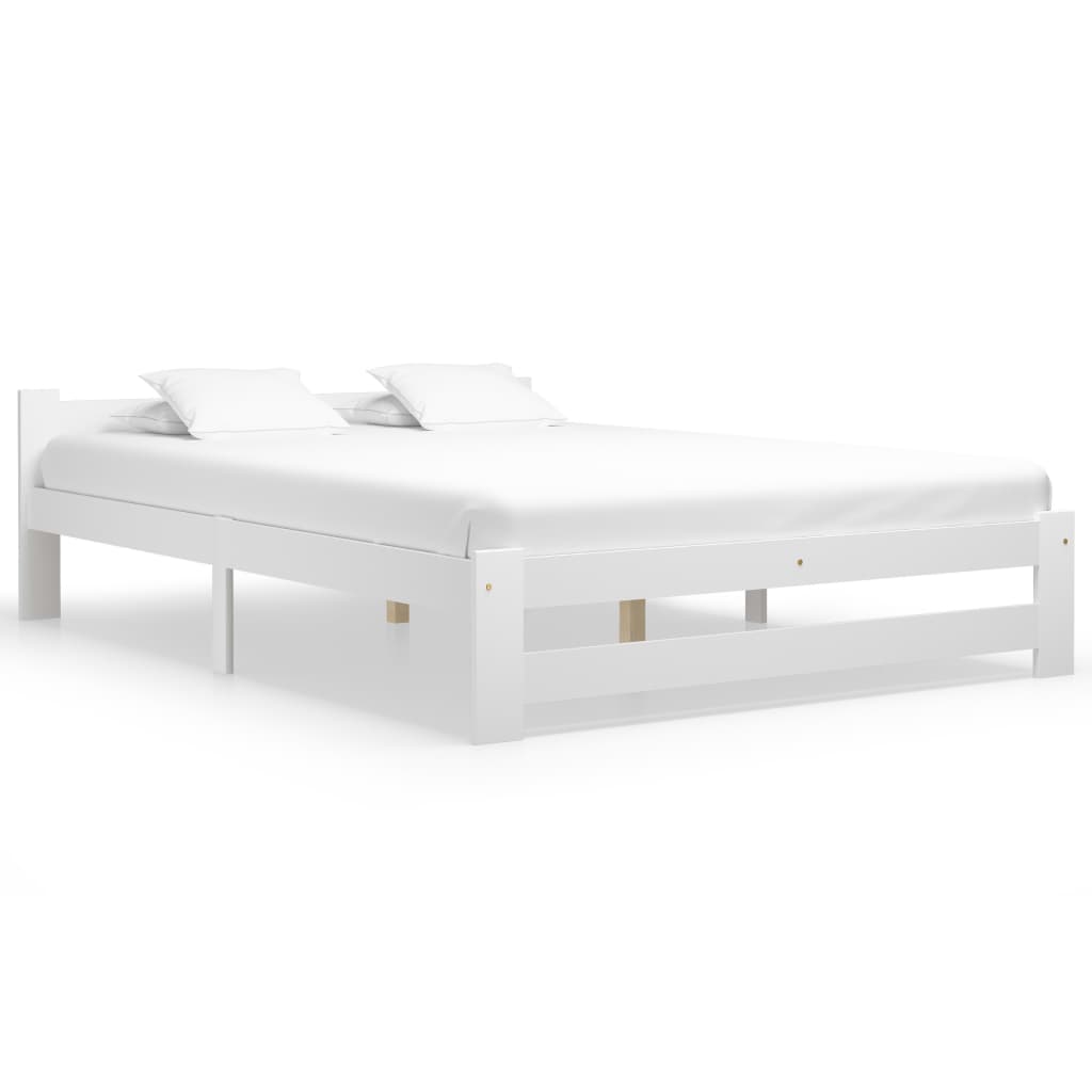 Bed Frame White Solid Pine Wood 160x200 cm- Beds & Bed Frames - HomeShopIreland - Home Shop Ireland - Beds & Bed Frames - Bed Frame White Solid Pine Wood 160x200 cm