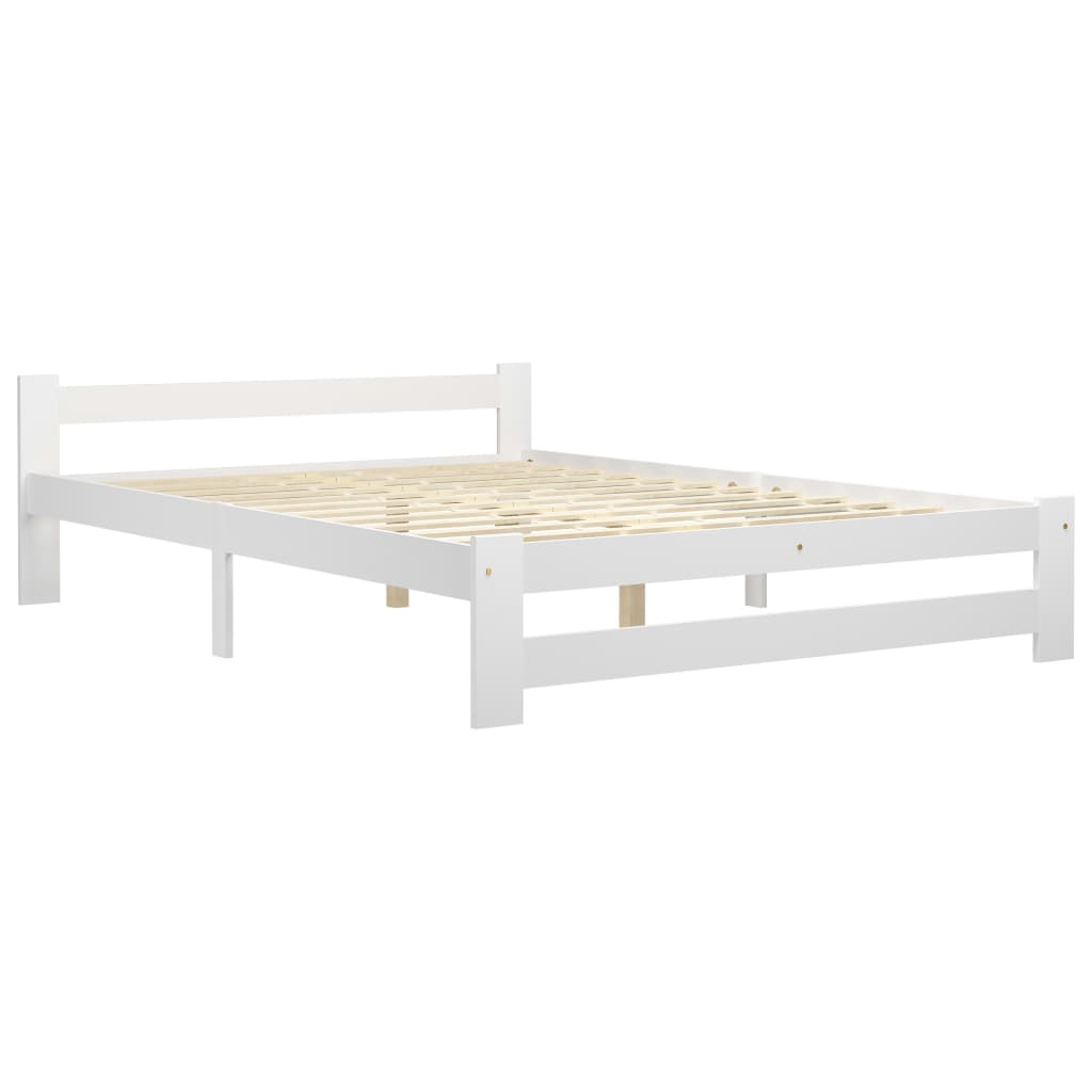 Bed Frame White Solid Pine Wood 160x200 cm- Beds & Bed Frames - HomeShopIreland - Home Shop Ireland - Beds & Bed Frames - Bed Frame White Solid Pine Wood 160x200 cm