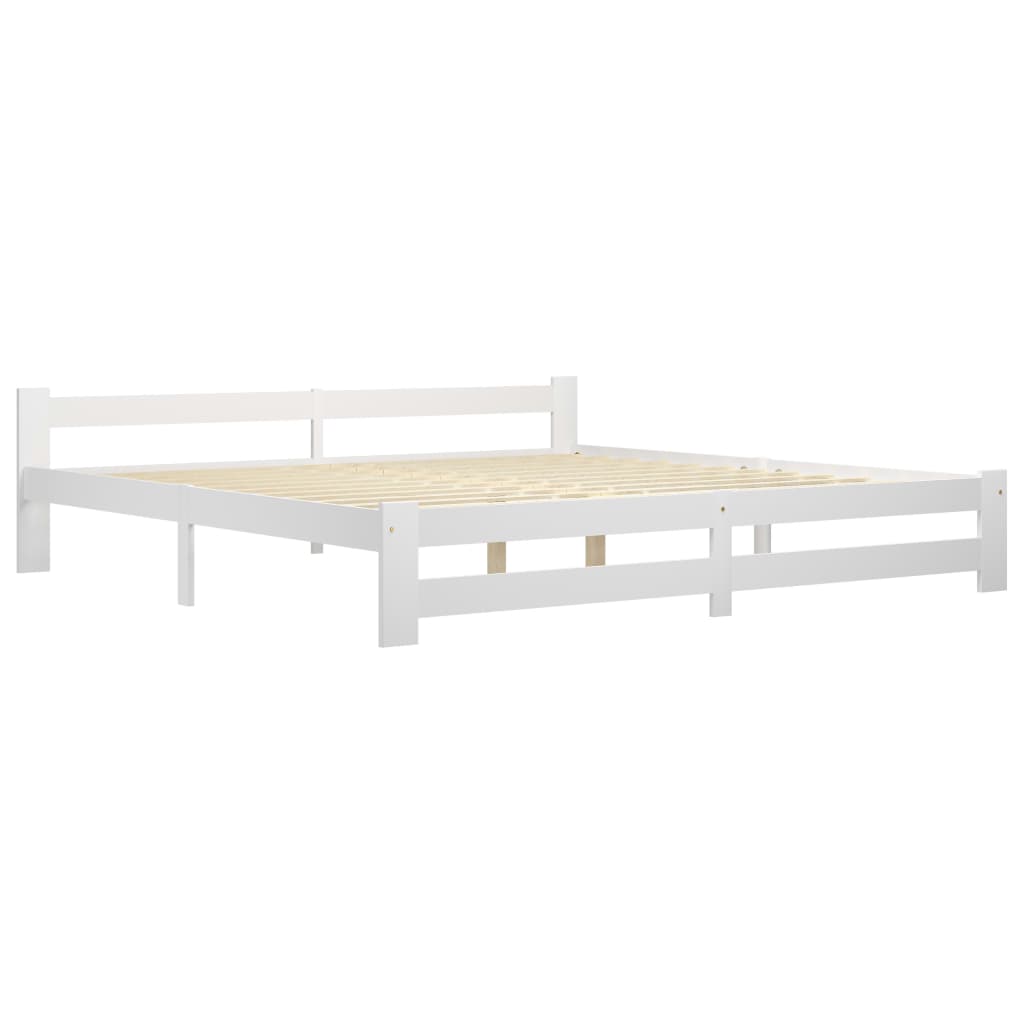 Bed Frame White Solid Pine Wood 200x200 cm- Beds & Bed Frames - HomeShopIreland - Home Shop Ireland - Beds & Bed Frames - Bed Frame White Solid Pine Wood 200x200 cm