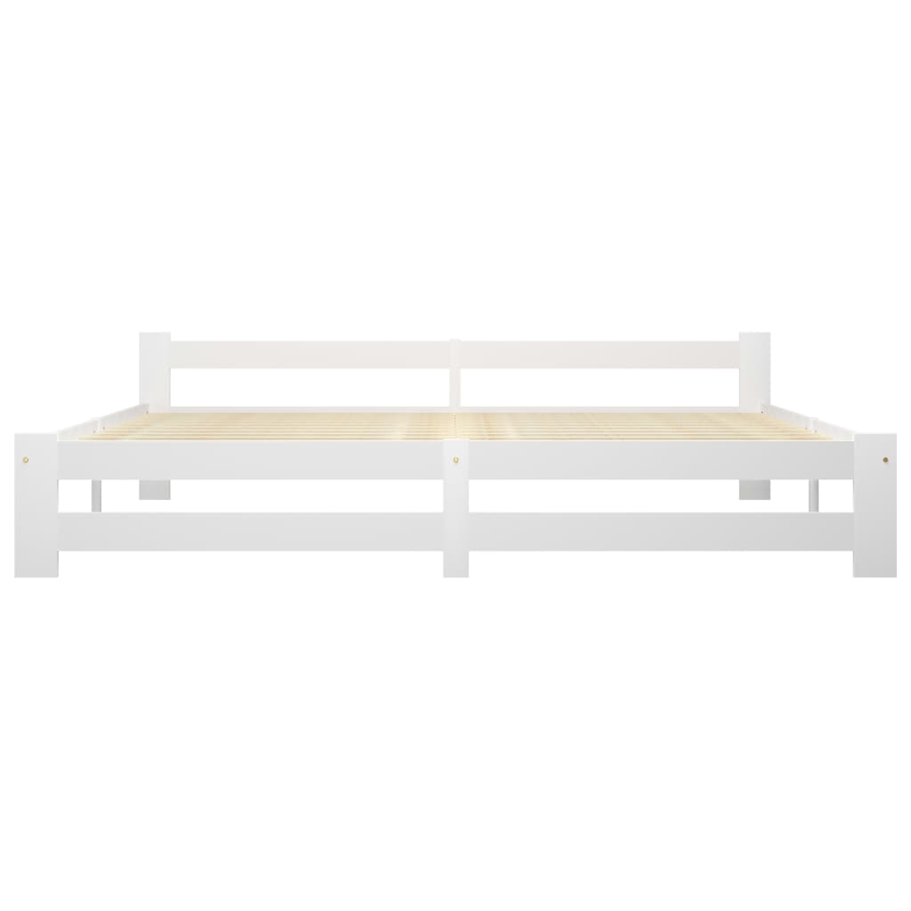 Bed Frame White Solid Pine Wood 200x200 cm- Beds & Bed Frames - HomeShopIreland - Home Shop Ireland - Beds & Bed Frames - Bed Frame White Solid Pine Wood 200x200 cm