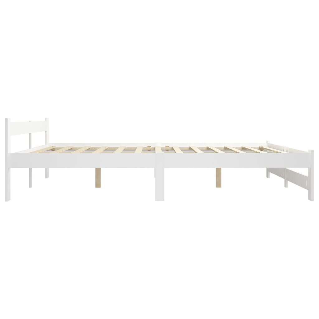 Bed Frame White Solid Pine Wood 200x200 cm- Beds & Bed Frames - HomeShopIreland - Home Shop Ireland - Beds & Bed Frames - Bed Frame White Solid Pine Wood 200x200 cm