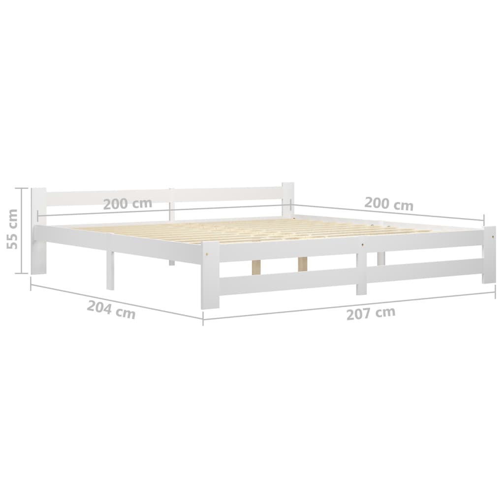 Bed Frame White Solid Pine Wood 200x200 cm- Beds & Bed Frames - HomeShopIreland - Home Shop Ireland - Beds & Bed Frames - Bed Frame White Solid Pine Wood 200x200 cm