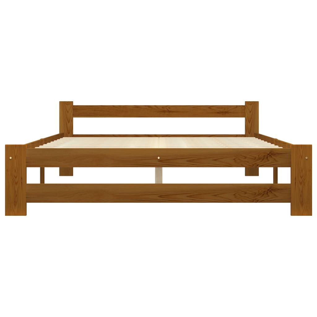 Bed Frame Honey Brown Solid Pine Wood 160x200 cm- Beds & Bed Frames - HomeShopIreland - Home Shop Ireland - Beds & Bed Frames - Bed Frame Honey Brown Solid Pine Wood 160x200 cm
