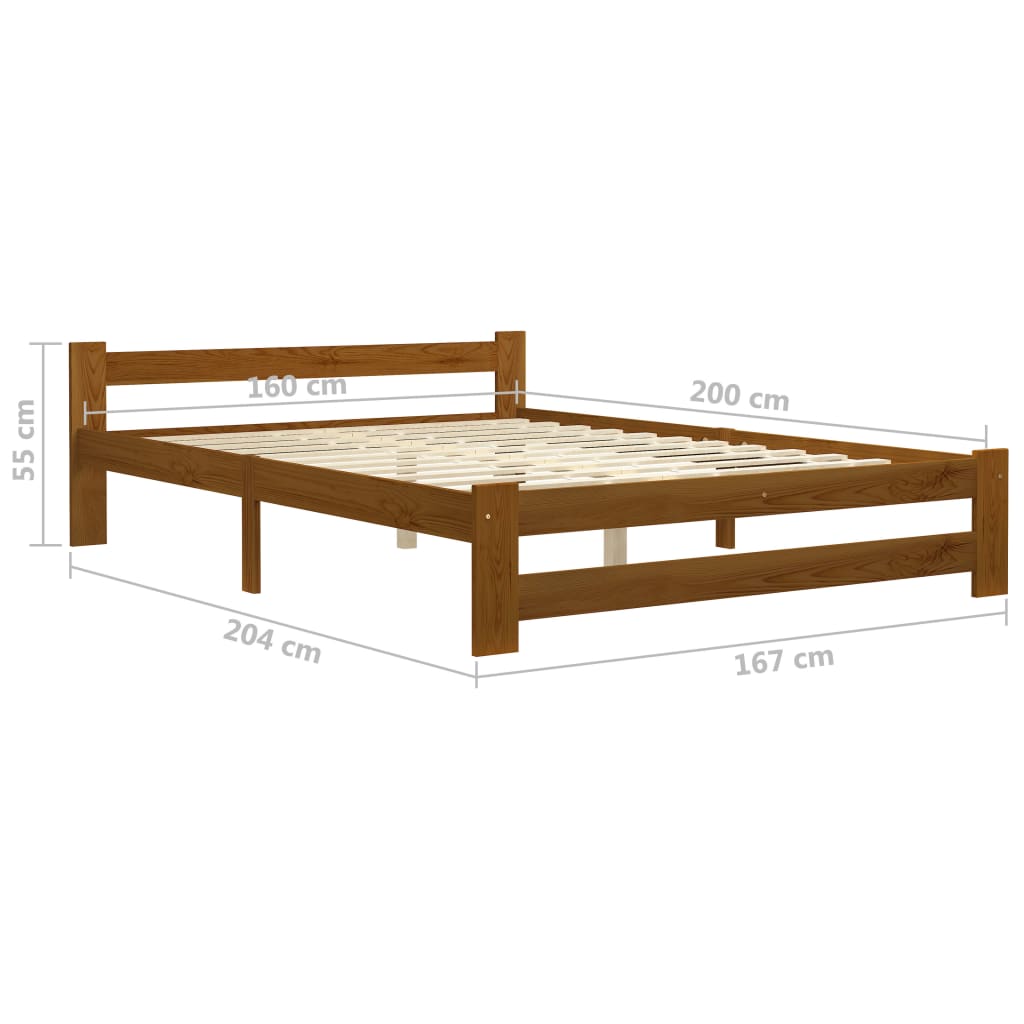 Bed Frame Honey Brown Solid Pine Wood 160x200 cm- Beds & Bed Frames - HomeShopIreland - Home Shop Ireland - Beds & Bed Frames - Bed Frame Honey Brown Solid Pine Wood 160x200 cm