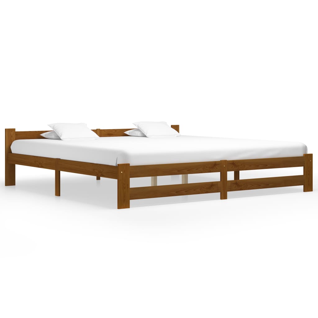 Bed Frame Honey Brown Solid Pine Wood 200x200 cm- Beds & Bed Frames - HomeShopIreland - Home Shop Ireland - Beds & Bed Frames - Bed Frame Honey Brown Solid Pine Wood 200x200 cm