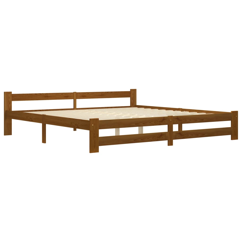 Bed Frame Honey Brown Solid Pine Wood 200x200 cm- Beds & Bed Frames - HomeShopIreland - Home Shop Ireland - Beds & Bed Frames - Bed Frame Honey Brown Solid Pine Wood 200x200 cm