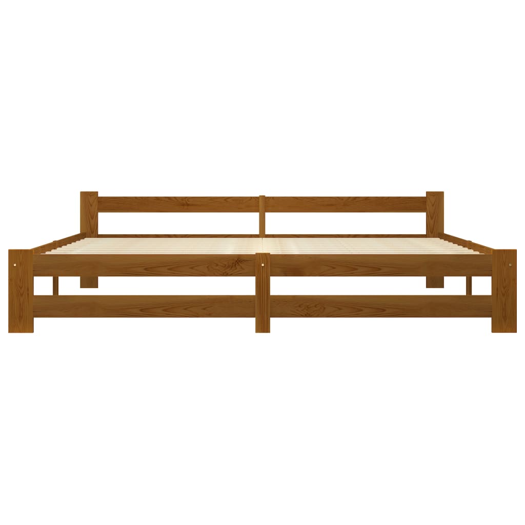 Bed Frame Honey Brown Solid Pine Wood 200x200 cm- Beds & Bed Frames - HomeShopIreland - Home Shop Ireland - Beds & Bed Frames - Bed Frame Honey Brown Solid Pine Wood 200x200 cm