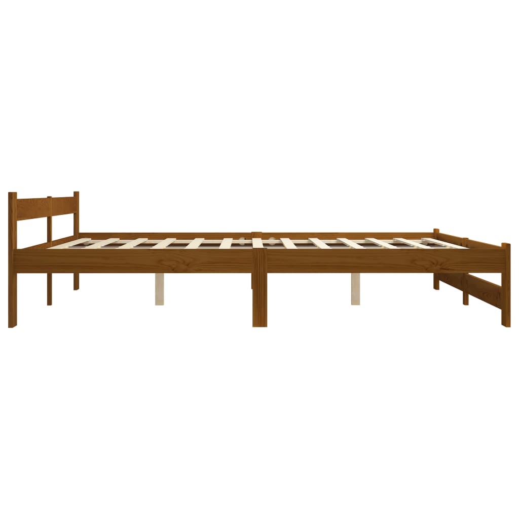 Bed Frame Honey Brown Solid Pine Wood 200x200 cm- Beds & Bed Frames - HomeShopIreland - Home Shop Ireland - Beds & Bed Frames - Bed Frame Honey Brown Solid Pine Wood 200x200 cm