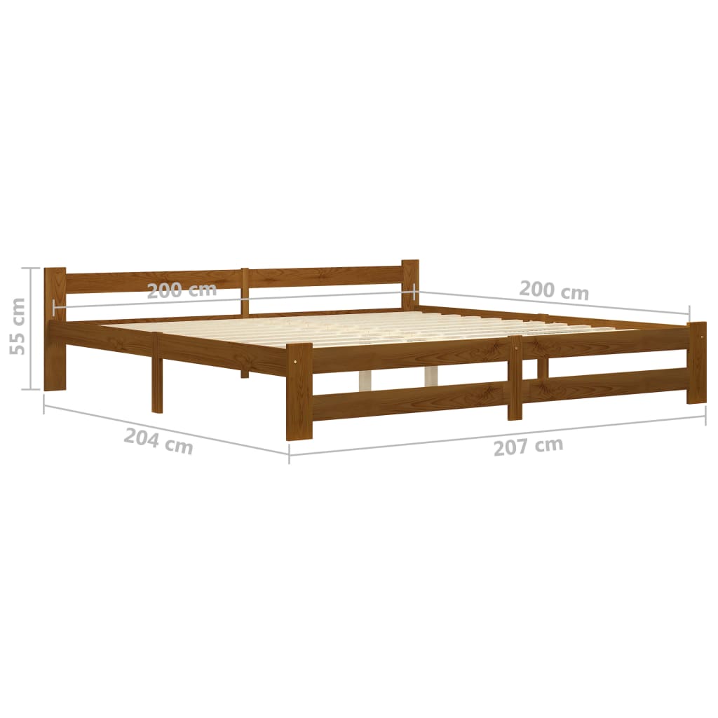 Bed Frame Honey Brown Solid Pine Wood 200x200 cm- Beds & Bed Frames - HomeShopIreland - Home Shop Ireland - Beds & Bed Frames - Bed Frame Honey Brown Solid Pine Wood 200x200 cm