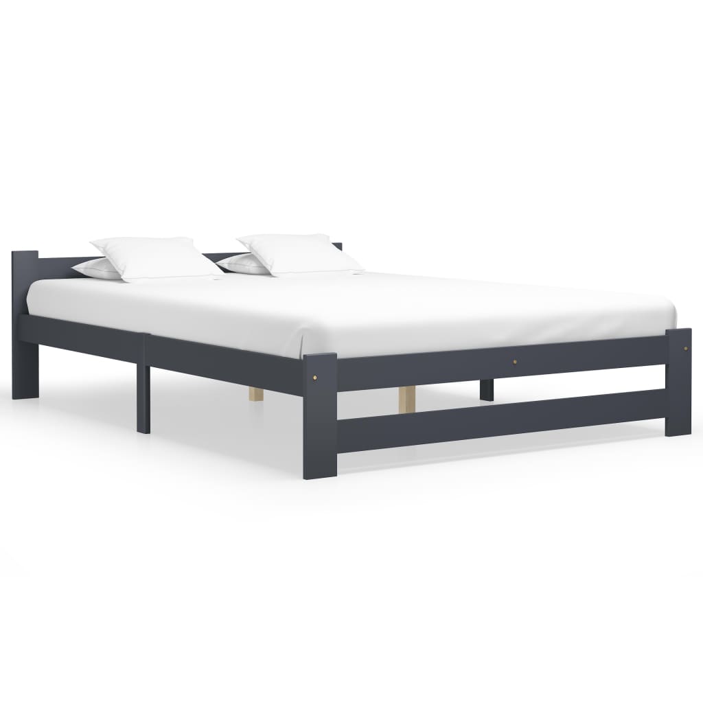 Bed Frame Dark Grey Solid Pine Wood 160x200 cm- Beds & Bed Frames - HomeShopIreland - Home Shop Ireland - Beds & Bed Frames - Bed Frame Dark Grey Solid Pine Wood 160x200 cm