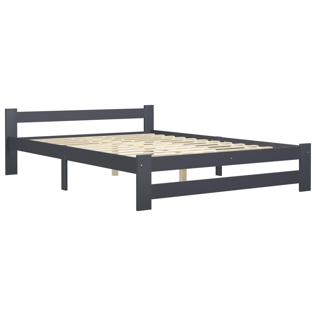 Bed Frame Dark Grey Solid Pine Wood 160x200 cm- Beds & Bed Frames - HomeShopIreland - Home Shop Ireland - Beds & Bed Frames - Bed Frame Dark Grey Solid Pine Wood 160x200 cm