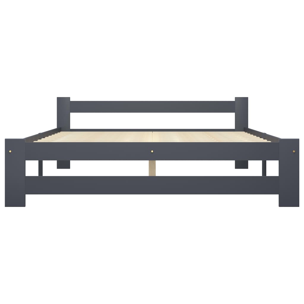 Bed Frame Dark Grey Solid Pine Wood 160x200 cm- Beds & Bed Frames - HomeShopIreland - Home Shop Ireland - Beds & Bed Frames - Bed Frame Dark Grey Solid Pine Wood 160x200 cm