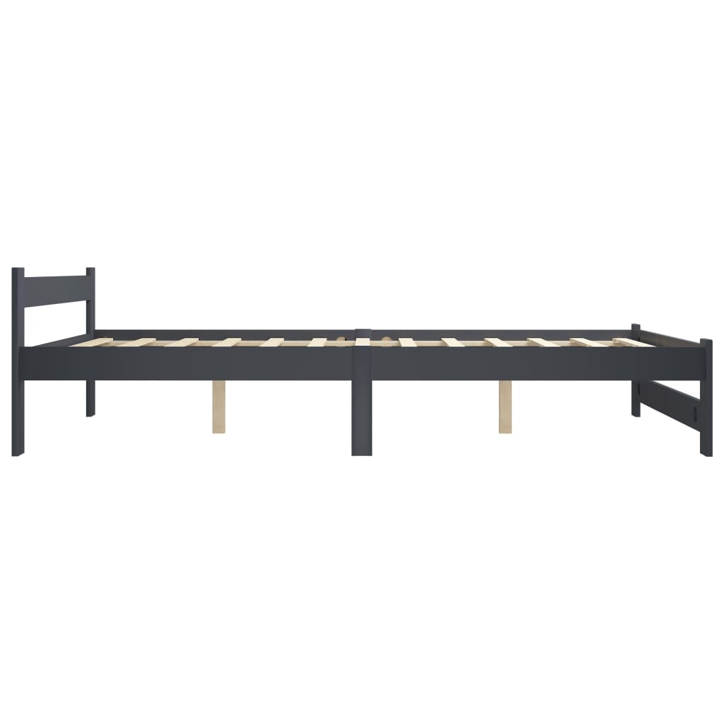 Bed Frame Dark Grey Solid Pine Wood 160x200 cm- Beds & Bed Frames - HomeShopIreland - Home Shop Ireland - Beds & Bed Frames - Bed Frame Dark Grey Solid Pine Wood 160x200 cm