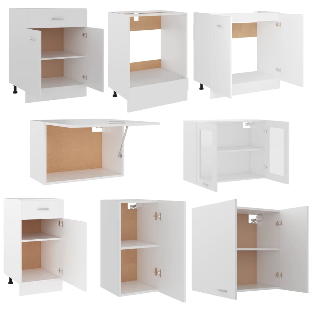 8 Piece Kitchen Cabinet Set White Chipboard- Kitchen Cabinets - HomeShopIreland - Home Shop Ireland - Kitchen Cabinets - 8 Piece Kitchen Cabinet Set White Chipboard