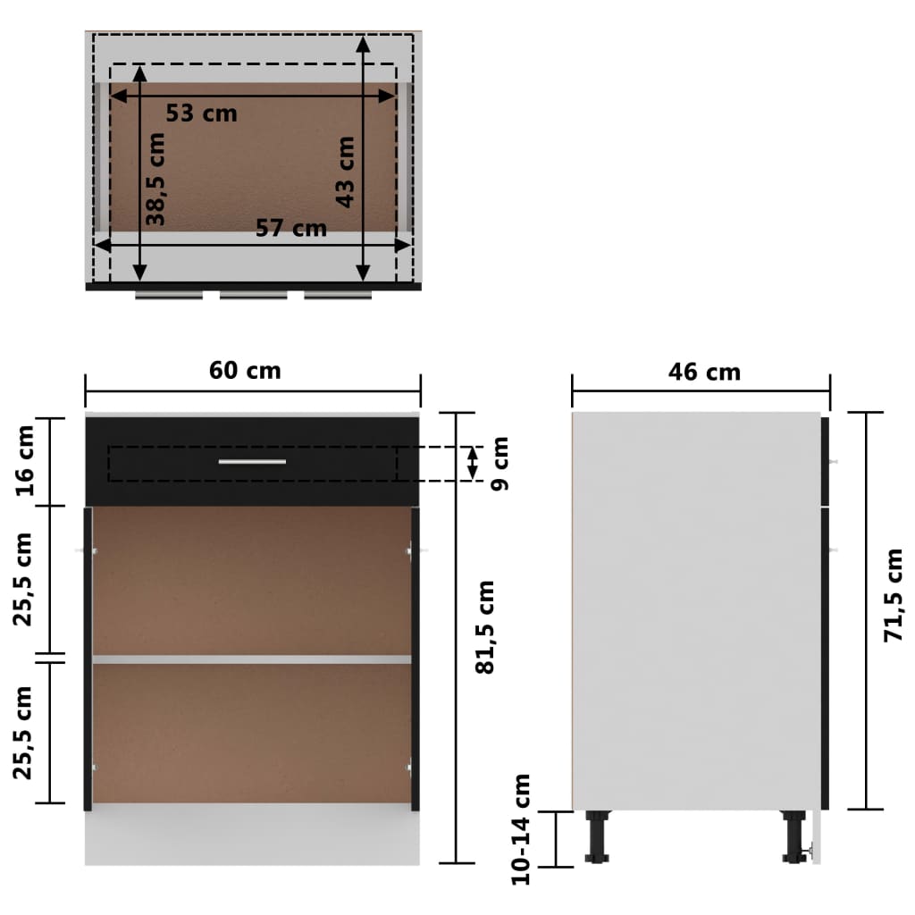 4 Piece Kitchen Cabinet Set Black Chipboard- Kitchen Cabinets - HomeShopIreland - Home Shop Ireland - Kitchen Cabinets - 4 Piece Kitchen Cabinet Set Black Chipboard