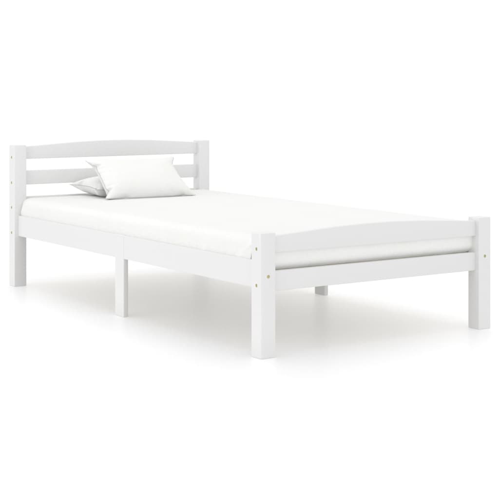 Bed Frame White Solid Pinewood 100x200 cm- Beds & Bed Frames - HomeShopIreland - Home Shop Ireland - Beds & Bed Frames - Bed Frame White Solid Pinewood 100x200 cm
