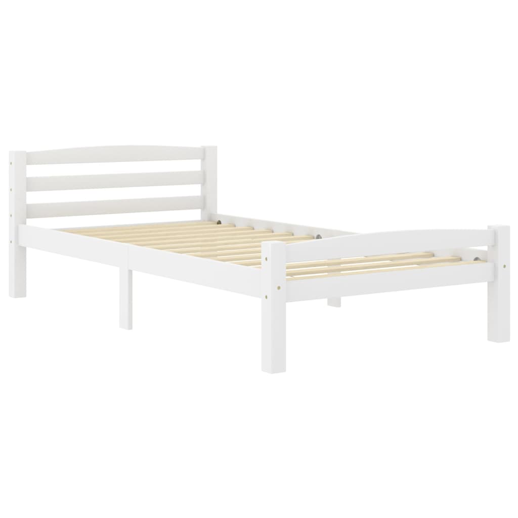 Bed Frame White Solid Pinewood 100x200 cm- Beds & Bed Frames - HomeShopIreland - Home Shop Ireland - Beds & Bed Frames - Bed Frame White Solid Pinewood 100x200 cm