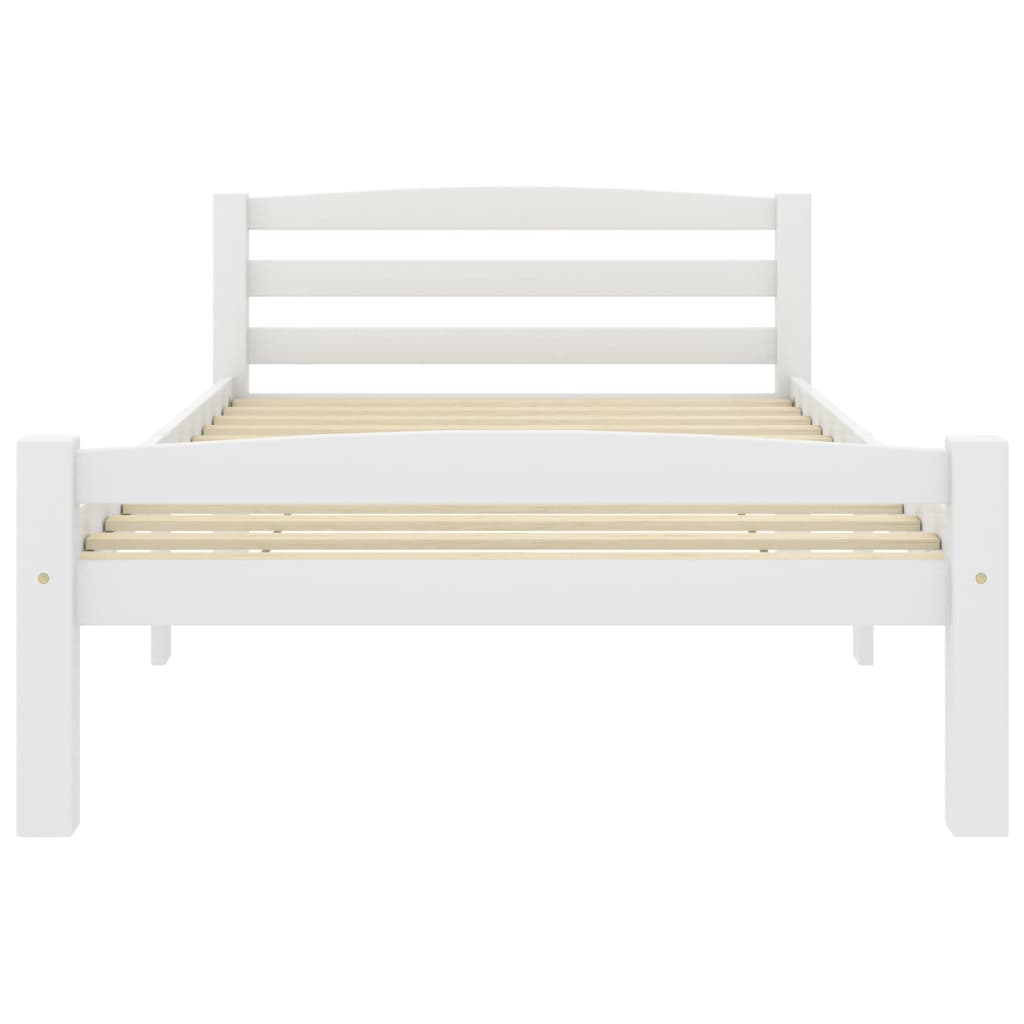 Bed Frame White Solid Pinewood 100x200 cm- Beds & Bed Frames - HomeShopIreland - Home Shop Ireland - Beds & Bed Frames - Bed Frame White Solid Pinewood 100x200 cm