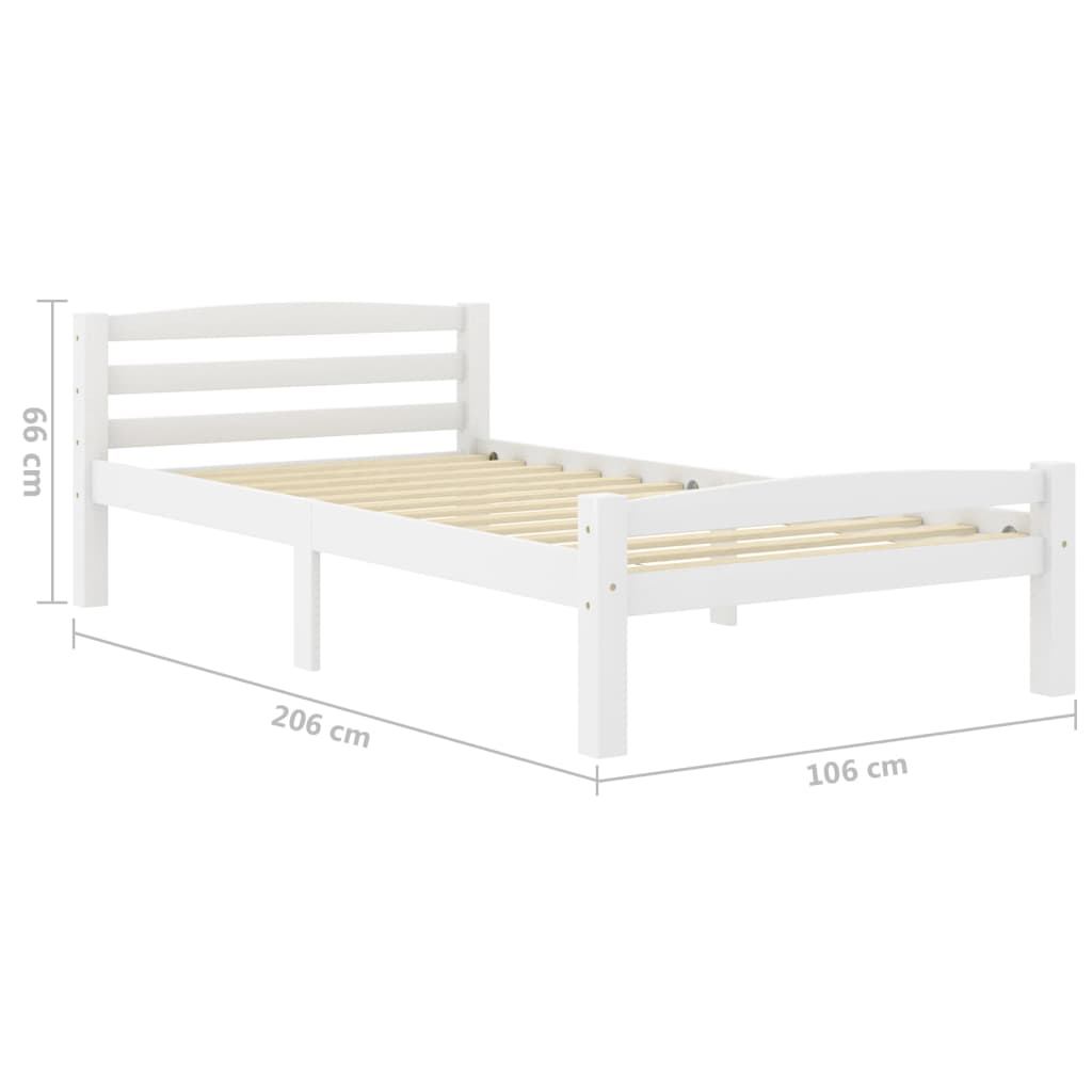 Bed Frame White Solid Pinewood 100x200 cm- Beds & Bed Frames - HomeShopIreland - Home Shop Ireland - Beds & Bed Frames - Bed Frame White Solid Pinewood 100x200 cm