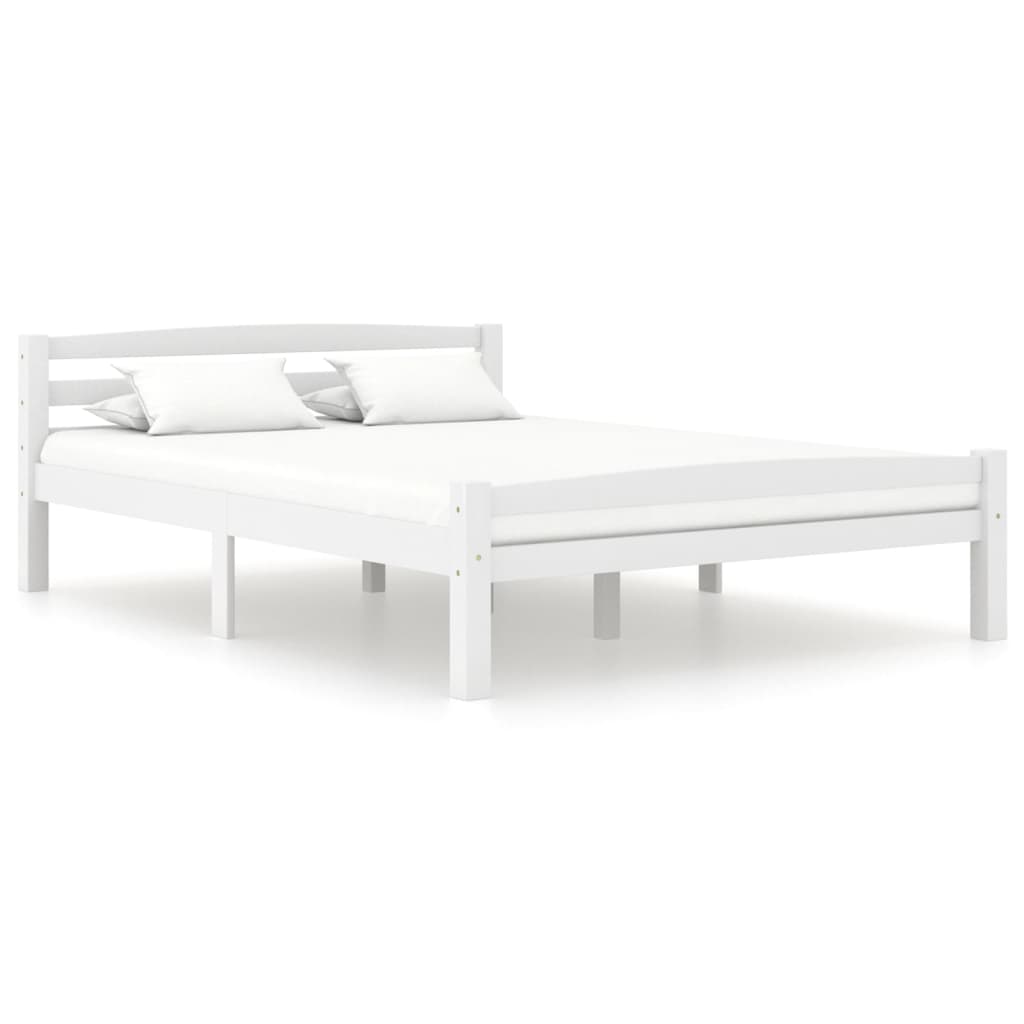 Bed Frame White Solid Pinewood 140x200 cm- Beds & Bed Frames - HomeShopIreland - Home Shop Ireland - Beds & Bed Frames - Bed Frame White Solid Pinewood 140x200 cm