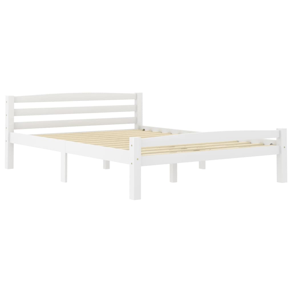 Bed Frame White Solid Pinewood 140x200 cm- Beds & Bed Frames - HomeShopIreland - Home Shop Ireland - Beds & Bed Frames - Bed Frame White Solid Pinewood 140x200 cm
