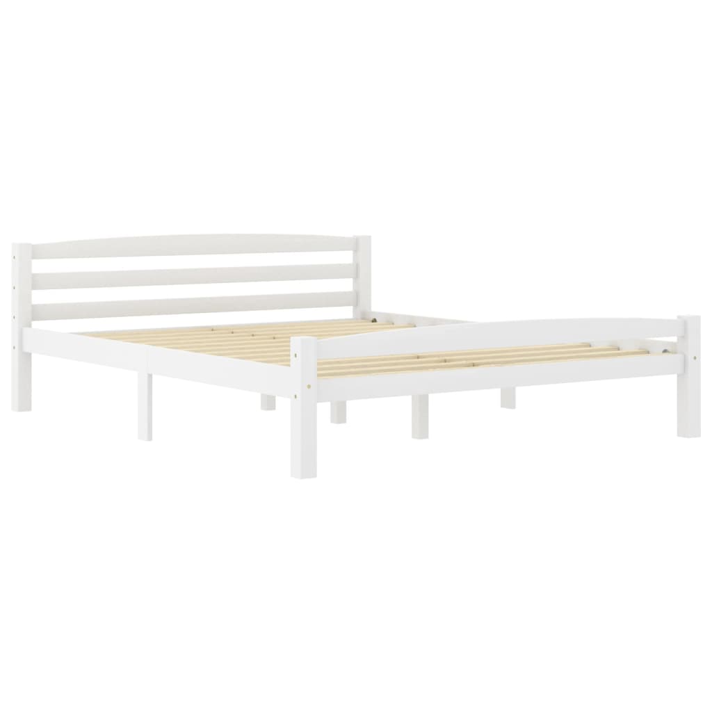 Bed Frame White Solid Pinewood 160x200 cm- Beds & Bed Frames - HomeShopIreland - Home Shop Ireland - Beds & Bed Frames - Bed Frame White Solid Pinewood 160x200 cm