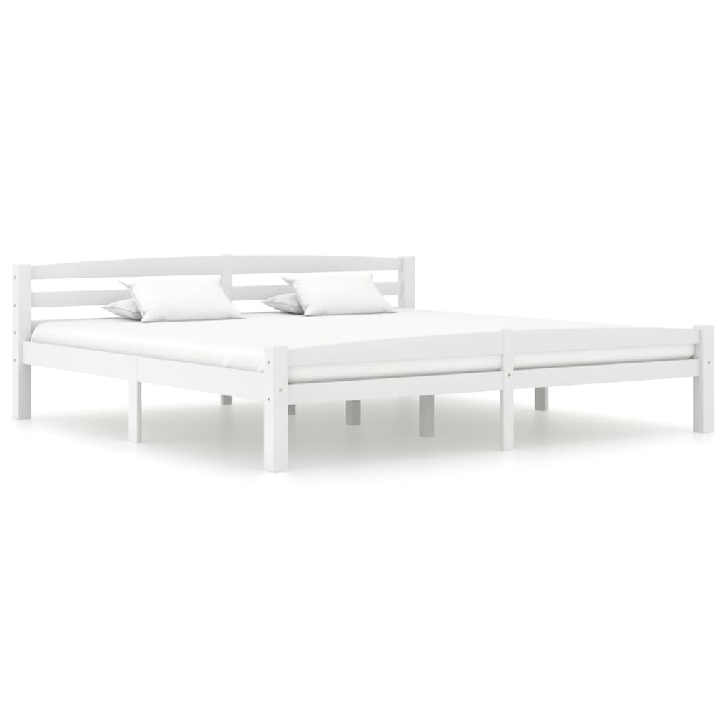 Bed Frame White Solid Pinewood 200x200 cm- Beds & Bed Frames - HomeShopIreland - Home Shop Ireland - Beds & Bed Frames - Bed Frame White Solid Pinewood 200x200 cm