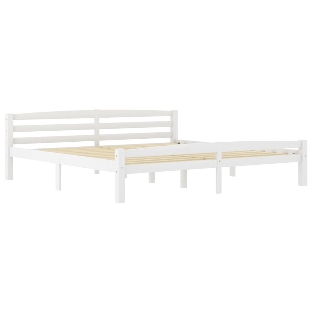 Bed Frame White Solid Pinewood 200x200 cm- Beds & Bed Frames - HomeShopIreland - Home Shop Ireland - Beds & Bed Frames - Bed Frame White Solid Pinewood 200x200 cm