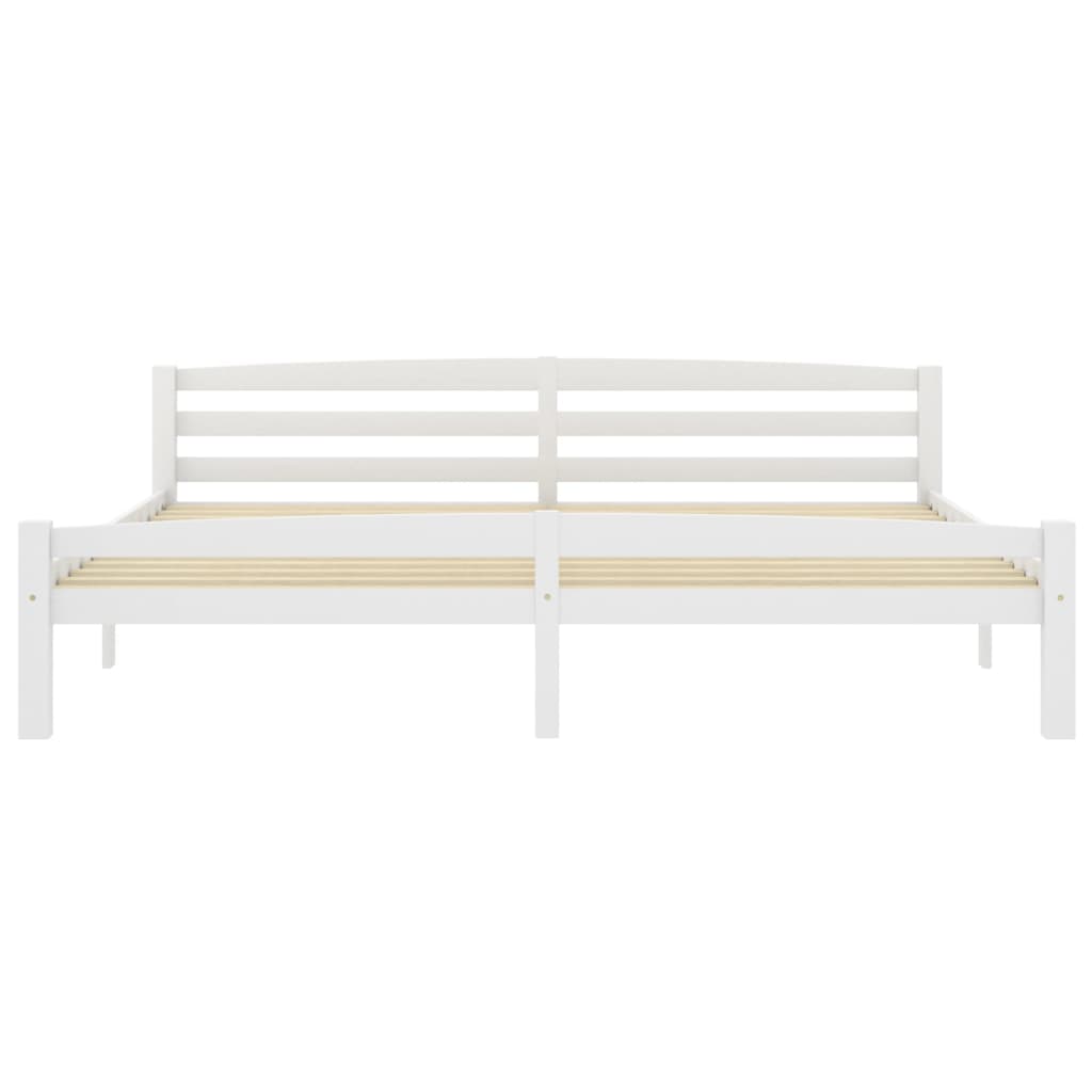 Bed Frame White Solid Pinewood 200x200 cm- Beds & Bed Frames - HomeShopIreland - Home Shop Ireland - Beds & Bed Frames - Bed Frame White Solid Pinewood 200x200 cm
