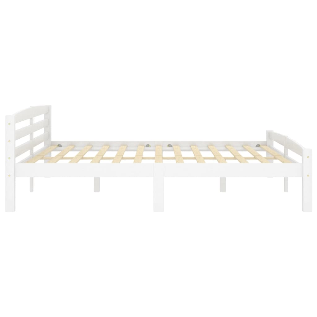 Bed Frame White Solid Pinewood 200x200 cm- Beds & Bed Frames - HomeShopIreland - Home Shop Ireland - Beds & Bed Frames - Bed Frame White Solid Pinewood 200x200 cm