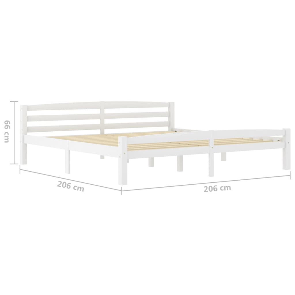 Bed Frame White Solid Pinewood 200x200 cm- Beds & Bed Frames - HomeShopIreland - Home Shop Ireland - Beds & Bed Frames - Bed Frame White Solid Pinewood 200x200 cm