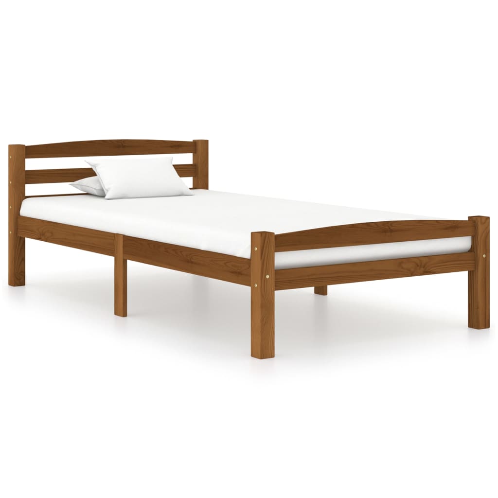 Bed Frame Honey Brown Solid Pinewood 90x200 cm- Beds & Bed Frames - HomeShopIreland - Home Shop Ireland - Beds & Bed Frames - Bed Frame Honey Brown Solid Pinewood 90x200 cm