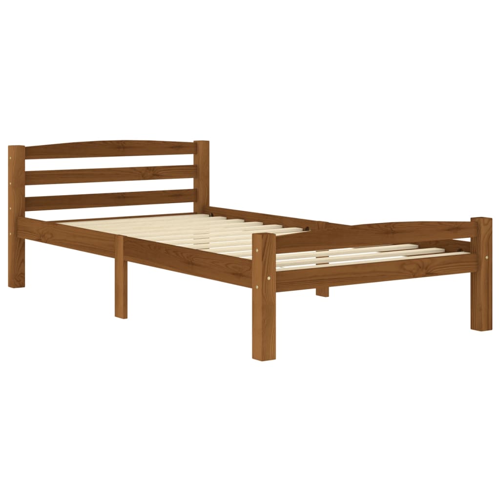 Bed Frame Honey Brown Solid Pinewood 90x200 cm- Beds & Bed Frames - HomeShopIreland - Home Shop Ireland - Beds & Bed Frames - Bed Frame Honey Brown Solid Pinewood 90x200 cm