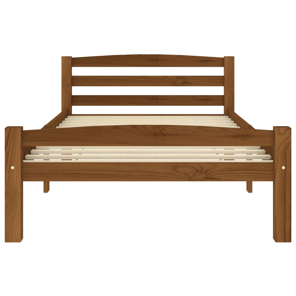 Bed Frame Honey Brown Solid Pinewood 90x200 cm- Beds & Bed Frames - HomeShopIreland - Home Shop Ireland - Beds & Bed Frames - Bed Frame Honey Brown Solid Pinewood 90x200 cm