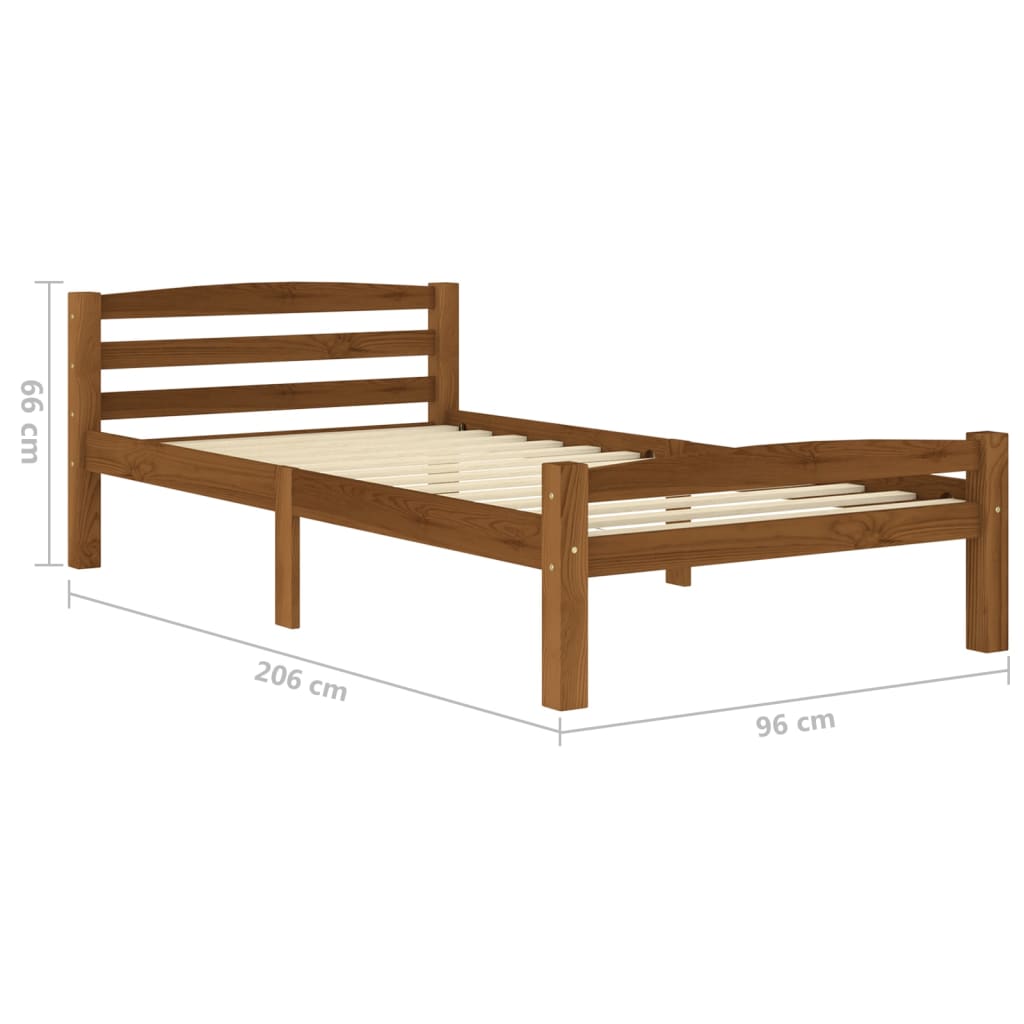 Bed Frame Honey Brown Solid Pinewood 90x200 cm- Beds & Bed Frames - HomeShopIreland - Home Shop Ireland - Beds & Bed Frames - Bed Frame Honey Brown Solid Pinewood 90x200 cm