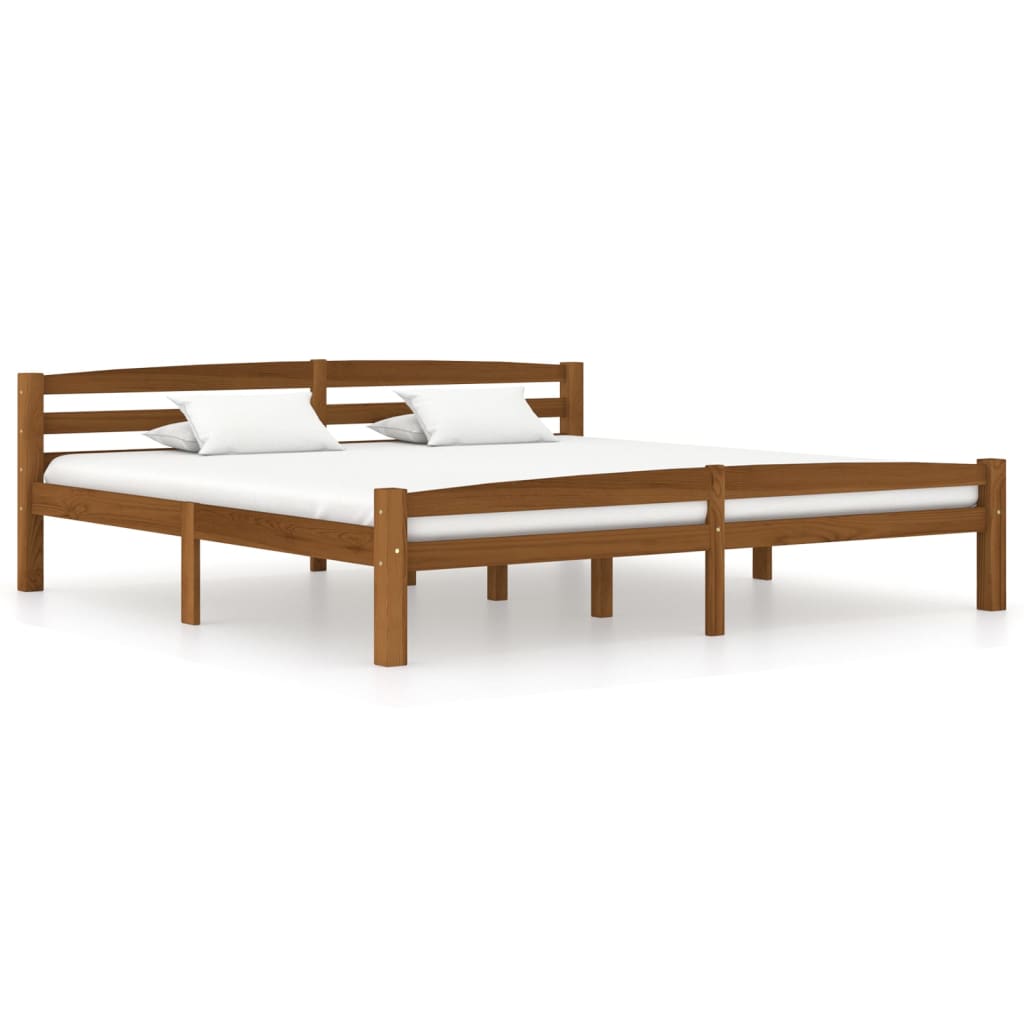 Bed Frame Honey Brown Solid Pinewood 200x200 cm- Beds & Bed Frames - HomeShopIreland - Home Shop Ireland - Beds & Bed Frames - Bed Frame Honey Brown Solid Pinewood 200x200 cm