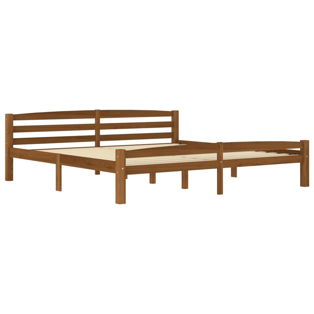Bed Frame Honey Brown Solid Pinewood 200x200 cm- Beds & Bed Frames - HomeShopIreland - Home Shop Ireland - Beds & Bed Frames - Bed Frame Honey Brown Solid Pinewood 200x200 cm