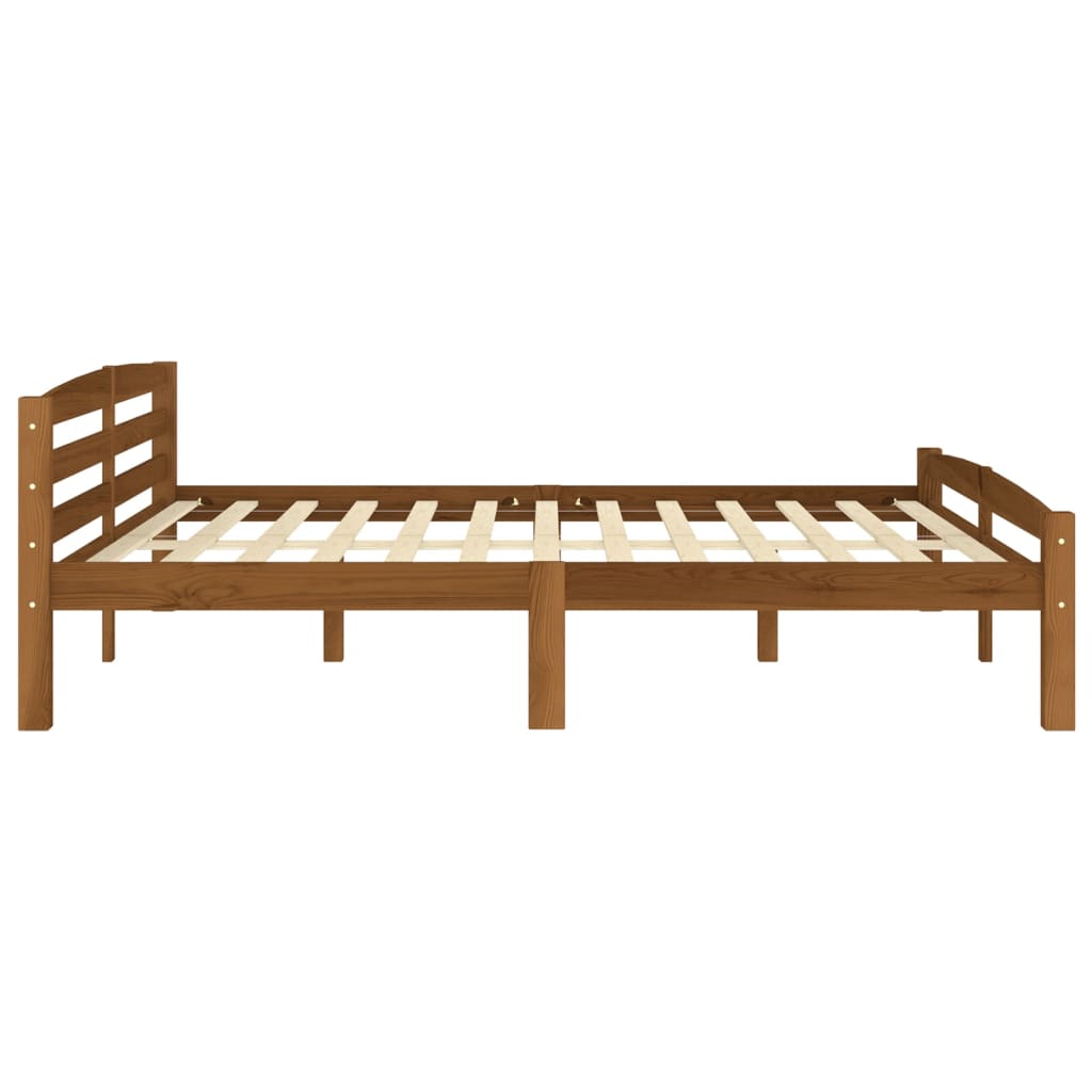 Bed Frame Honey Brown Solid Pinewood 200x200 cm- Beds & Bed Frames - HomeShopIreland - Home Shop Ireland - Beds & Bed Frames - Bed Frame Honey Brown Solid Pinewood 200x200 cm