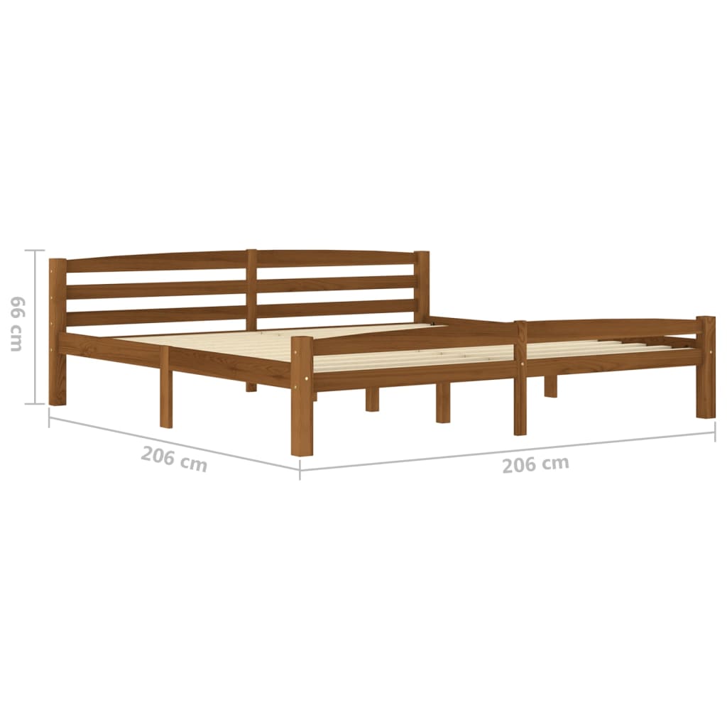 Bed Frame Honey Brown Solid Pinewood 200x200 cm- Beds & Bed Frames - HomeShopIreland - Home Shop Ireland - Beds & Bed Frames - Bed Frame Honey Brown Solid Pinewood 200x200 cm