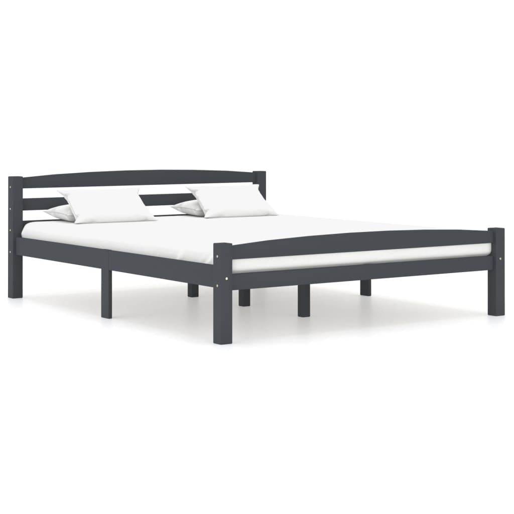Bed Frame Dark Grey Solid Pinewood 160x200 cm- Beds & Bed Frames - HomeShopIreland - Home Shop Ireland - Beds & Bed Frames - Bed Frame Dark Grey Solid Pinewood 160x200 cm