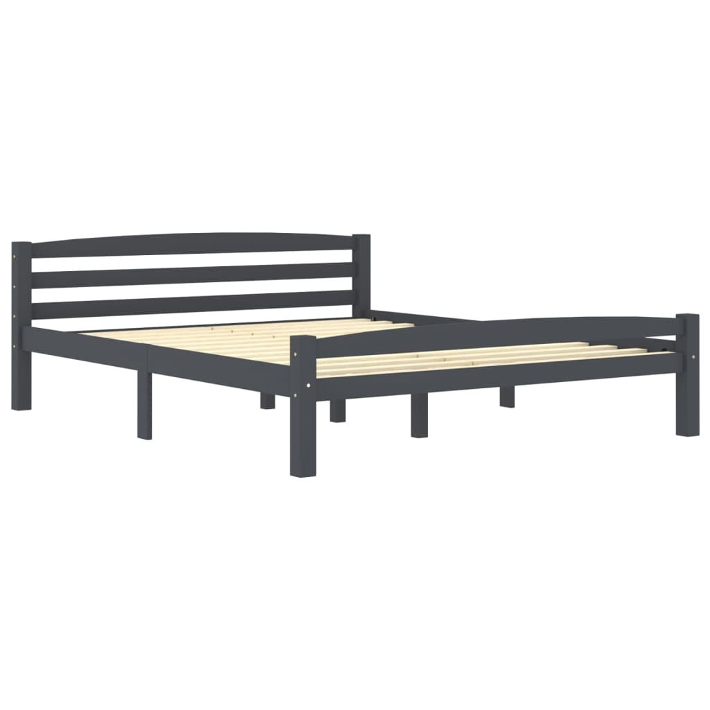 Bed Frame Dark Grey Solid Pinewood 160x200 cm- Beds & Bed Frames - HomeShopIreland - Home Shop Ireland - Beds & Bed Frames - Bed Frame Dark Grey Solid Pinewood 160x200 cm