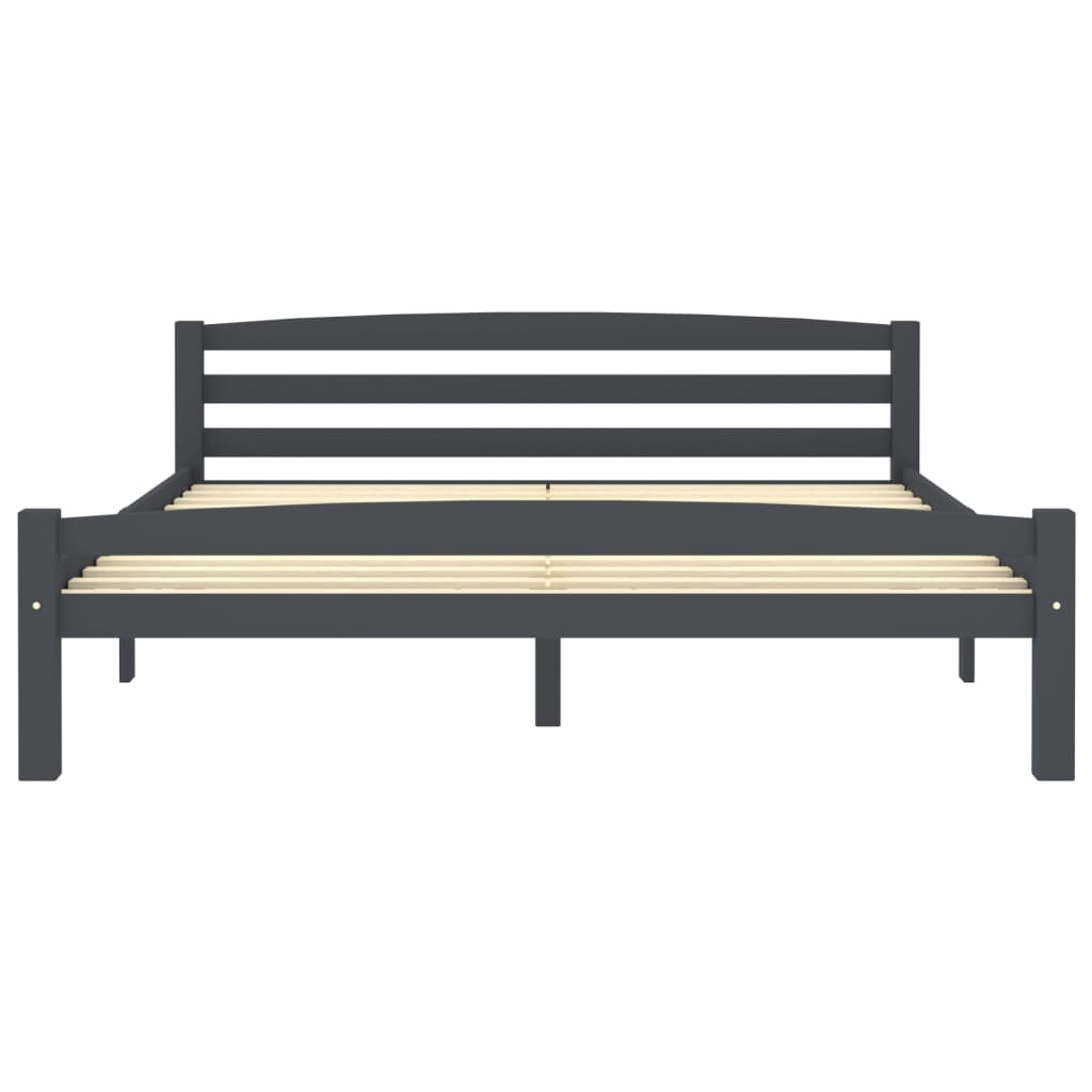 Bed Frame Dark Grey Solid Pinewood 160x200 cm- Beds & Bed Frames - HomeShopIreland - Home Shop Ireland - Beds & Bed Frames - Bed Frame Dark Grey Solid Pinewood 160x200 cm
