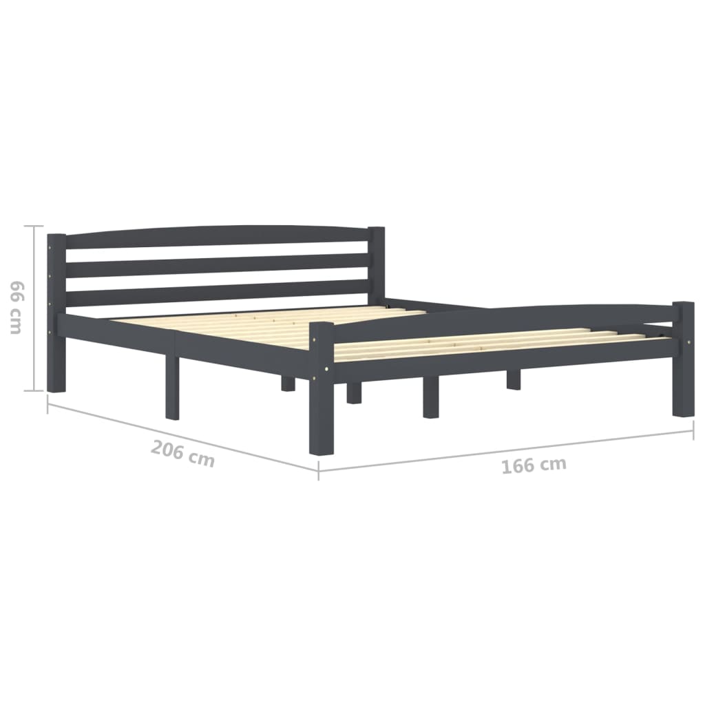 Bed Frame Dark Grey Solid Pinewood 160x200 cm- Beds & Bed Frames - HomeShopIreland - Home Shop Ireland - Beds & Bed Frames - Bed Frame Dark Grey Solid Pinewood 160x200 cm