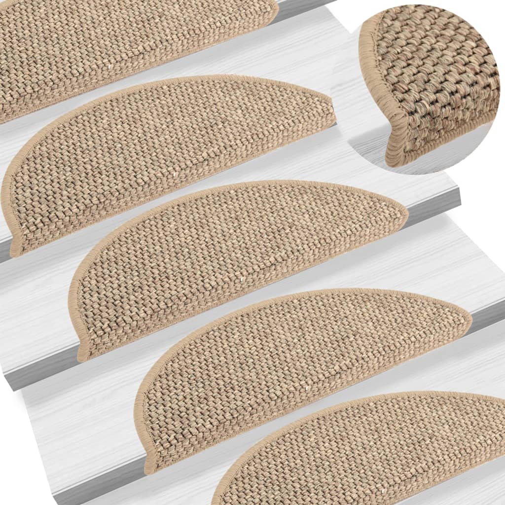 Self-adhesive Stair Mats Sisal-Look 15 pcs 56x20 cm Dark Beige- Stair Treads - HomeShopIreland - Home Shop Ireland - Stair Treads - Self-adhesive Stair Mats Sisal-Look 15 pcs 56x20 cm Dark Beige